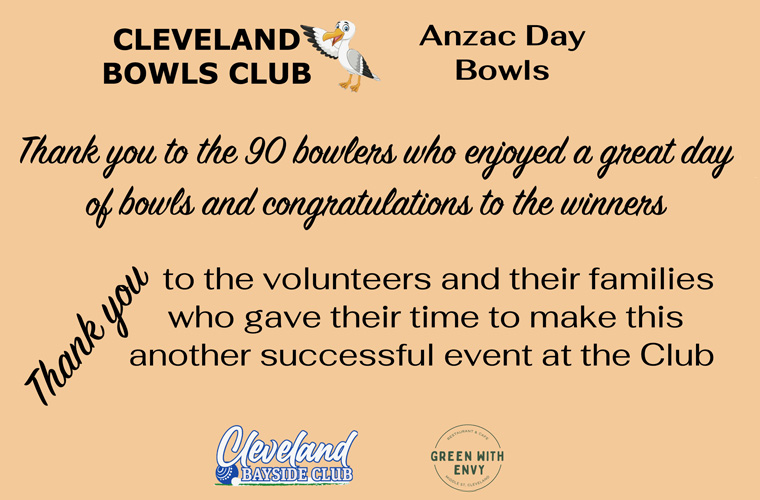 Anzac Day Bowls Thank-you Flyer